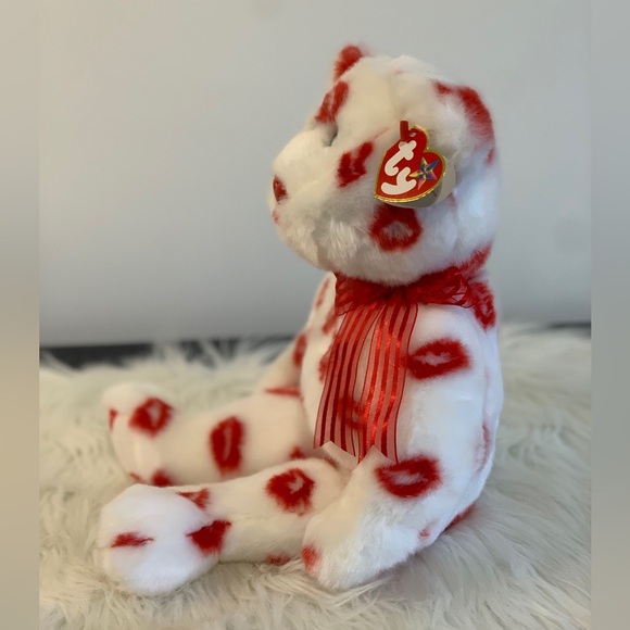 Ty (25) Beanie Buddy  White and Red Kiss Print “Smooch” - Picture 8 of 10